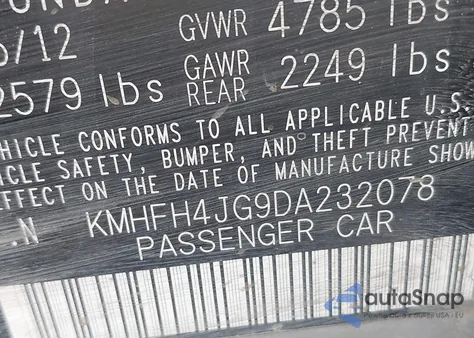 2013 Hyundai Azera z USA, uszkodzony, nr VIN KMHFH4JG9DA232078